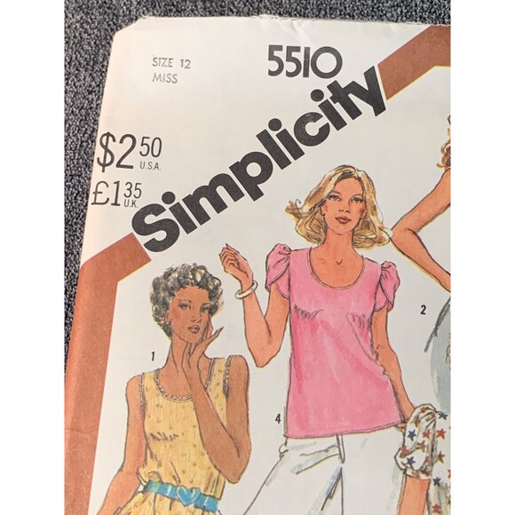 Simplicity Misses Shirt Sewing Pattern sz 12 5510 - uncut - Picture 2 of 3